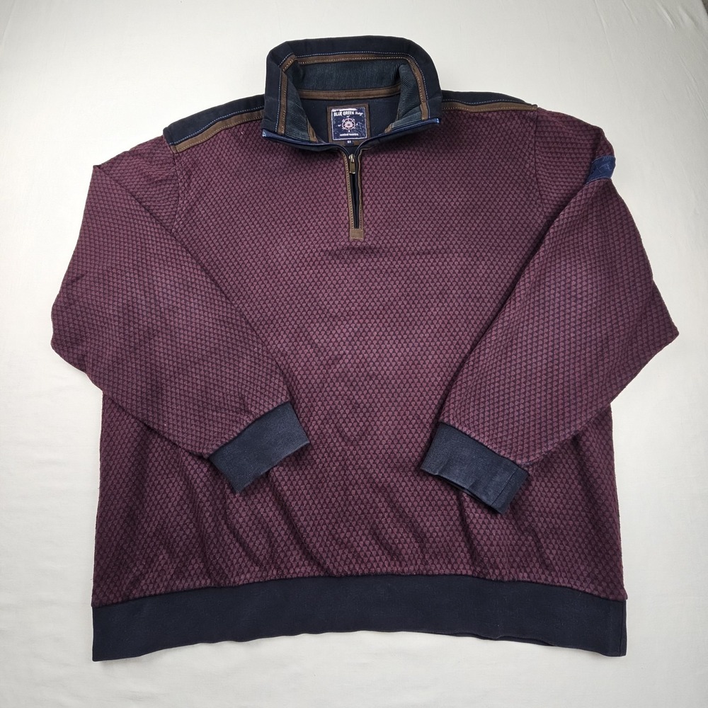 Blue Green Vintage Heritage Yachting Men's 1/4 Zip Mock Neck Textured Sweater S1